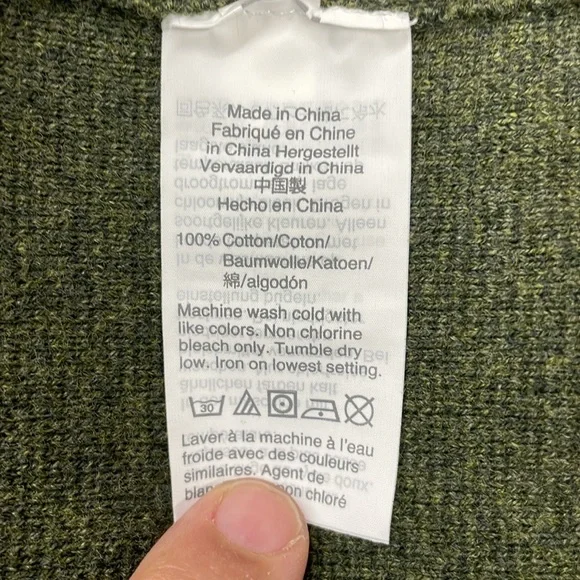 J Crew long cardigan wrap sweater in olive green, 100% cotton, size large - Picture 7 of 7